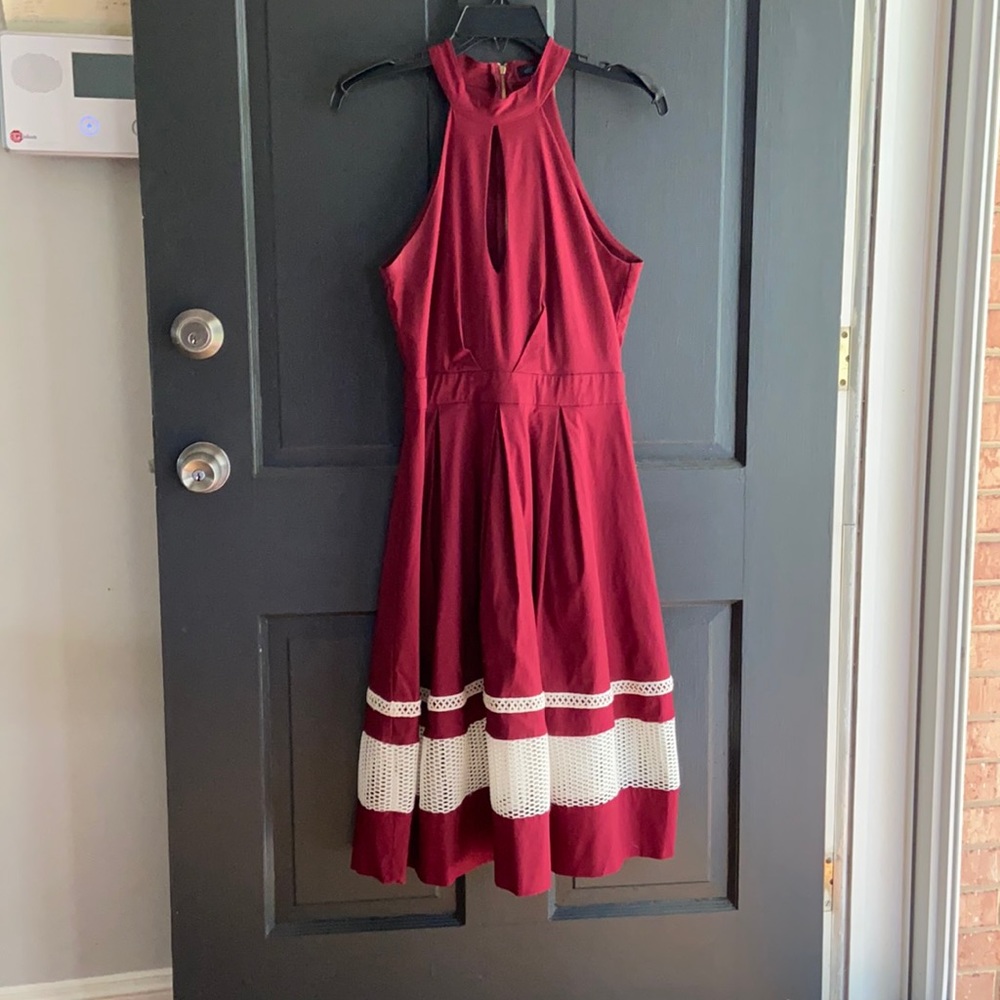Deep red halter dress, size medium